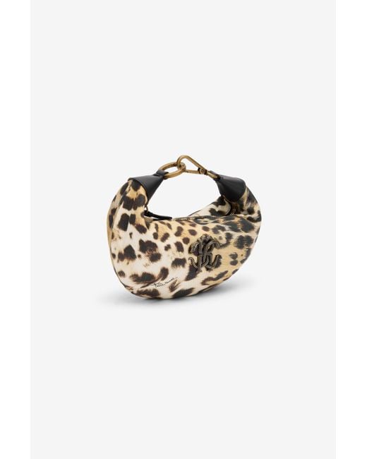 Roberto Cavalli Blue Jaguar Skin Bag With Mirror Snake Monogram