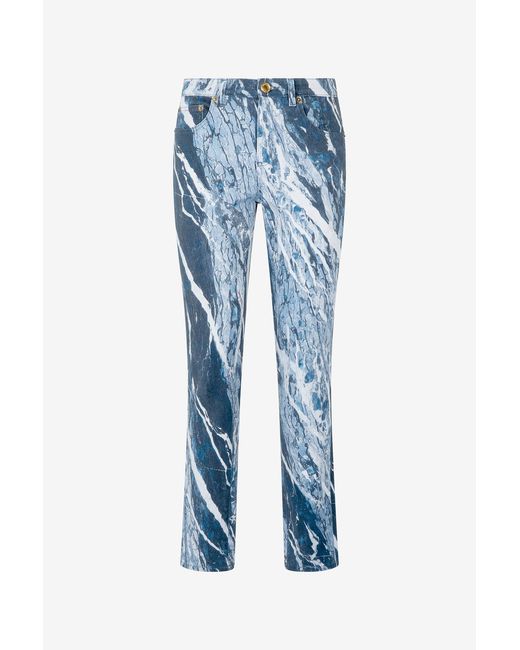 Roberto Cavalli Blue Rubane Print Jeans