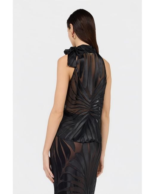 Roberto Cavalli Black Top With Ray Devoré Print