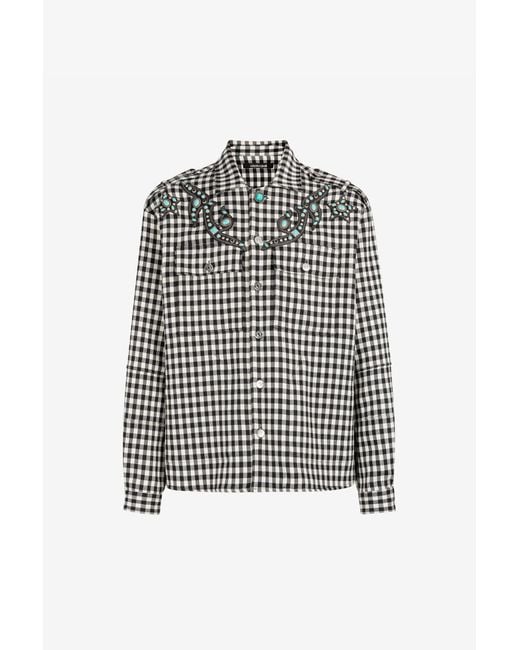Roberto Cavalli Black Embellished Gingham Jacket for men