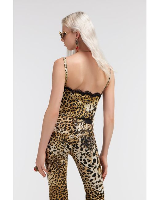 Roberto Cavalli Multicolor Top With Jaguar Skin Print