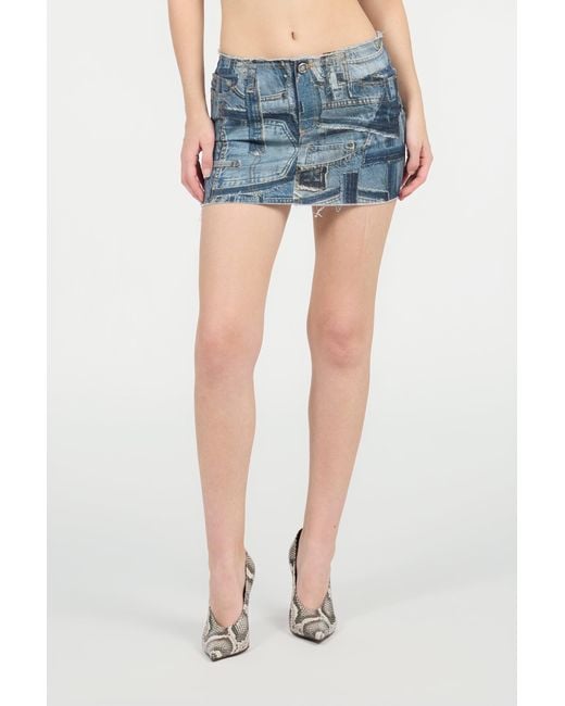Roberto Cavalli Blue Patchwork Capsule Collection Denim Mini Skirt