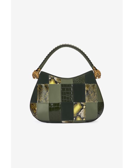 Roberto Cavalli Green Hobo Roar Bag Mit Patchwork