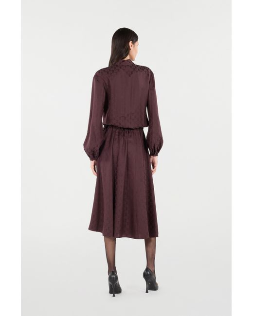 Roberto Cavalli Purple Shirt Dress With Mirror Snake Monogram