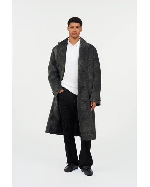 Roberto Cavalli Black Double-Breasted Coat With Distressed Effect for men