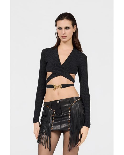 Roberto Cavalli Blue Serpentine Print Top