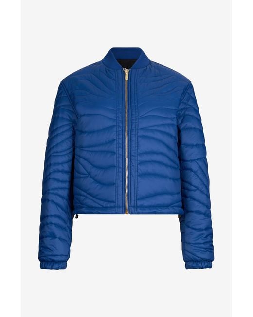 Roberto Cavalli Blue Quilted Bomber Jacket