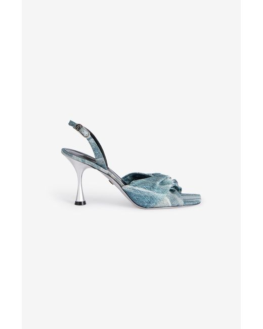 Roberto Cavalli Blue Denim-Effect Slingback Sandals