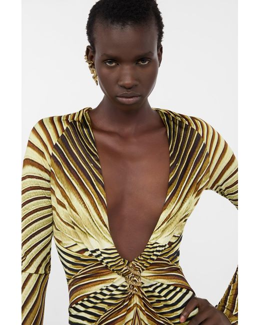 Roberto Cavalli Multicolor Extra-Long Dress With Iside Print