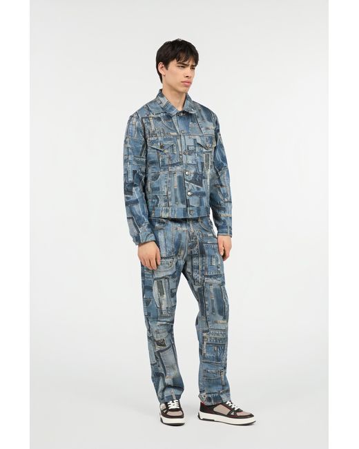 Roberto Cavalli Blue Capsule Collection Patchwork Denim Jacket for men