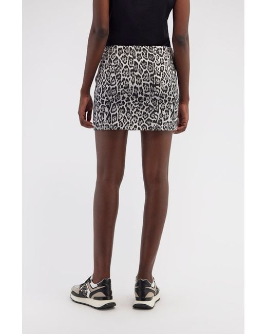 Roberto Cavalli Black Miniskirt With Leopard Print