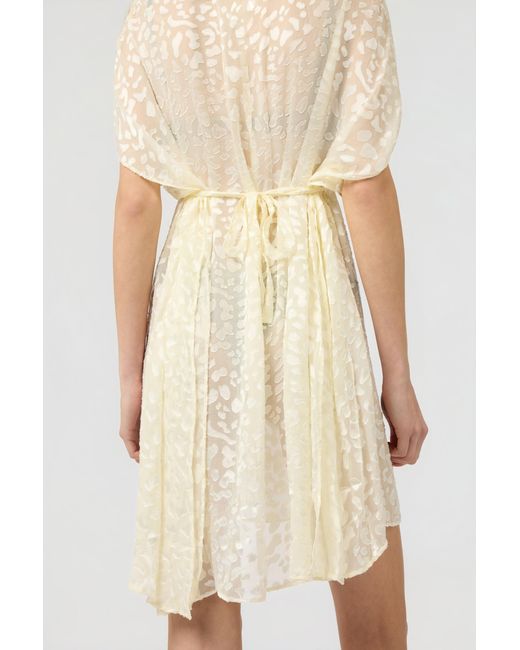 Roberto Cavalli White Ivory Tone-On-Tone Leopard Print Kaftan