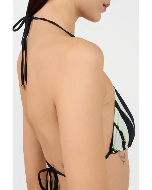 Roberto Cavalli Blue Ray Of Paradise Print Triangle Bikini Top