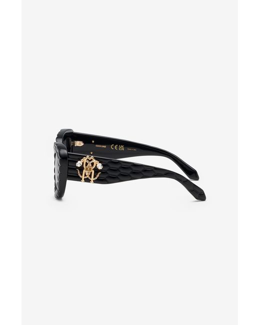 Roberto Cavalli Black Sunglasses With Wide Bold Cat-Eye Front
