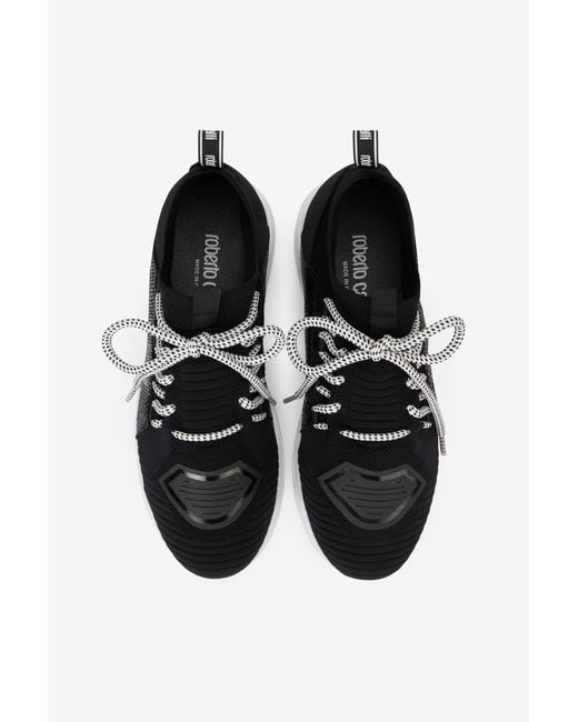 Roberto Cavalli Black Sneakers With Snake-Effect Inserts