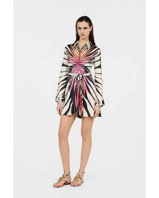 Roberto Cavalli White Ray Of Paradise Print Mini Dress