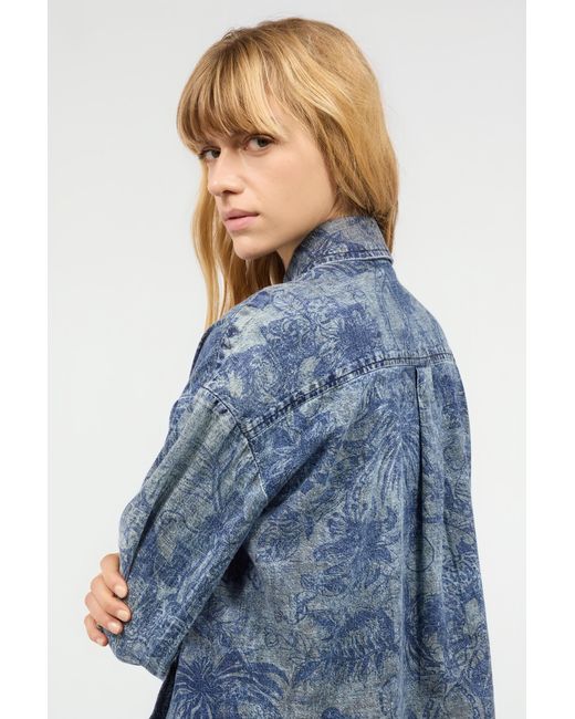 Camisa Con Estampado Floral Roberto Cavalli de color Blue