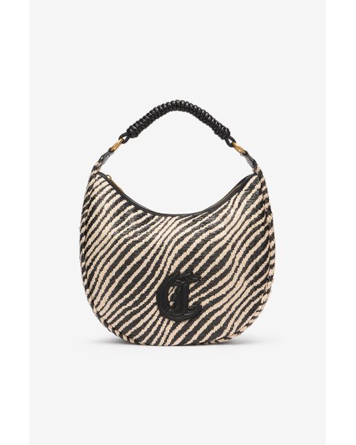 Roberto Cavalli Blue Hobo Bag With Tiger Skin Print