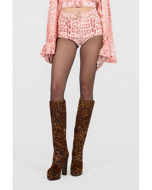 Roberto Cavalli Red Jaguar Print Shorts