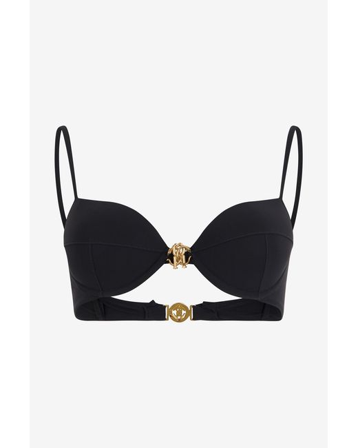 Roberto Cavalli Black Bikini Top With Logo Detail