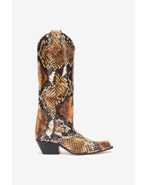 Roberto Cavalli Multicolor Texan Boots With Python Print
