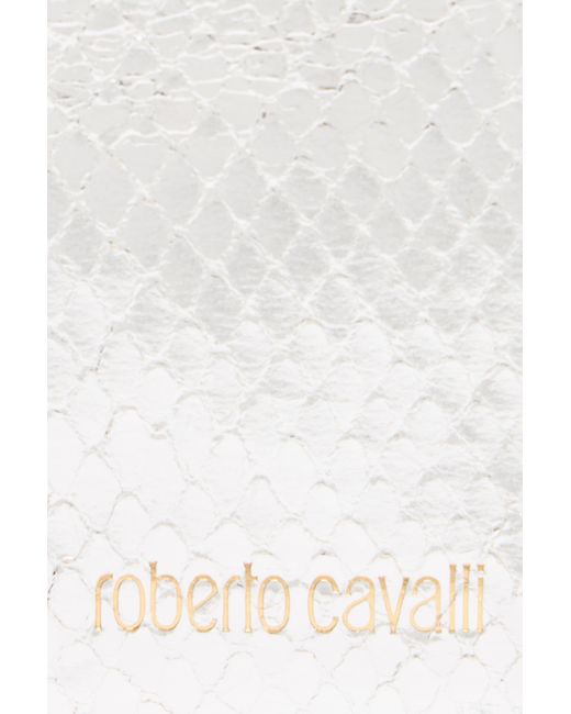 Roberto Cavalli Metallic Snake-Scale Card Holder