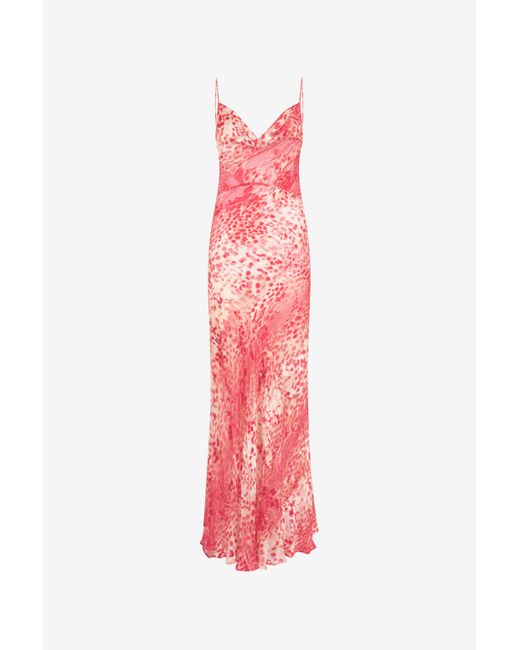 Roberto Cavalli Pink Long Dress With Jaguar Skin Print