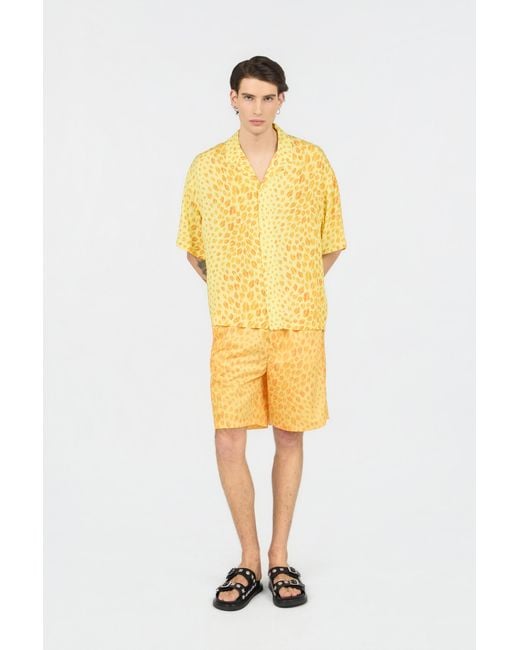 Roberto Cavalli Yellow The Jaguar Kiss Print Shirt for men