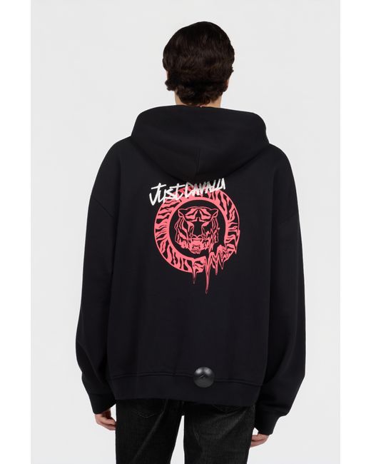 Roberto Cavalli Black Hoodie Sweatshirt With Logo for men