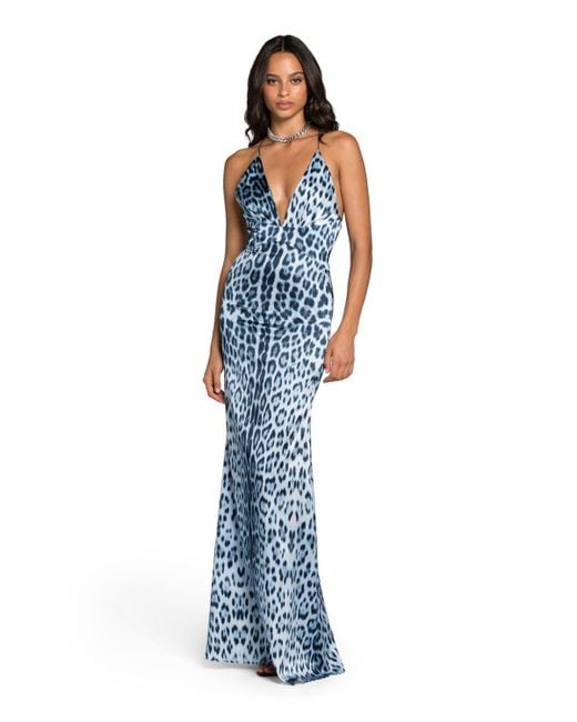 Roberto Cavalli Leopard print Maxi Dress in Blue Lyst