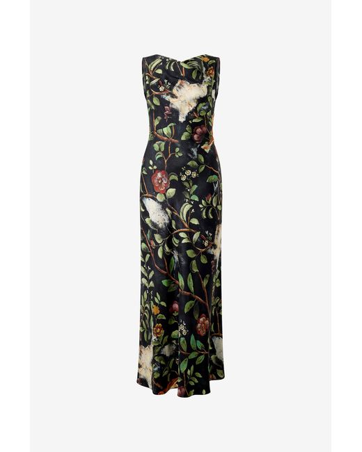 Roberto Cavalli White Silk Twill Dress With Pompei Garden Print