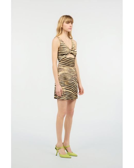 Roberto Cavalli Metallic Mini Dress With Tiger Skin Print