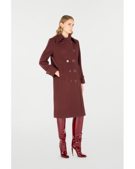 Roberto Cavalli Red Double-Breasted Wool Coat