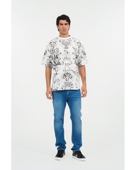 Roberto Cavalli White T-Shirt With Ornamental Design for men