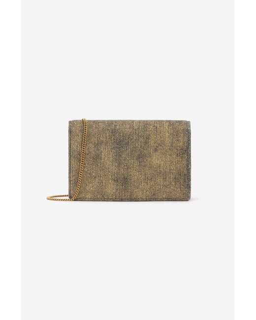 Roberto Cavalli Natural Golden Brushed-Effect Bag With Snake Motif