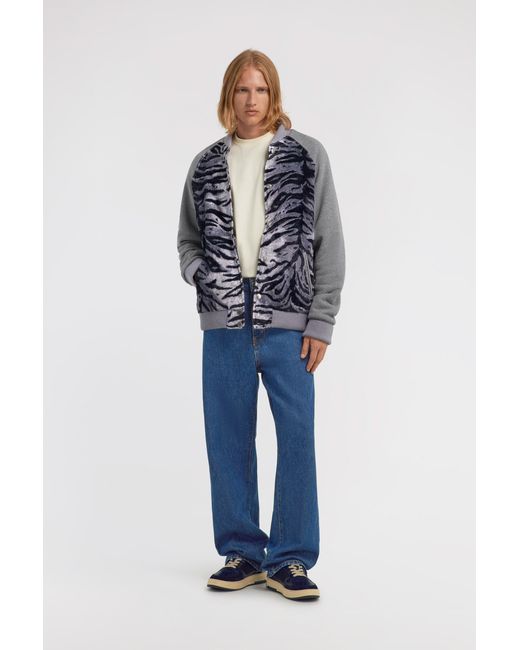 Roberto Cavalli Blue Zebra Print Sweatshirt With Buttons for men