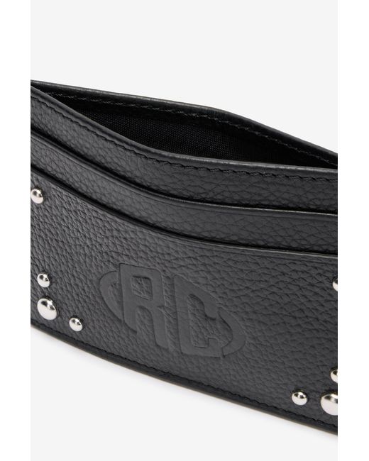 Roberto Cavalli Black Flat Card Holder With Studs for men