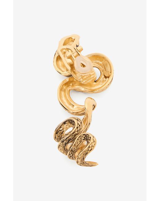 Roberto Cavalli Metallic Antiqued Snake Earrings