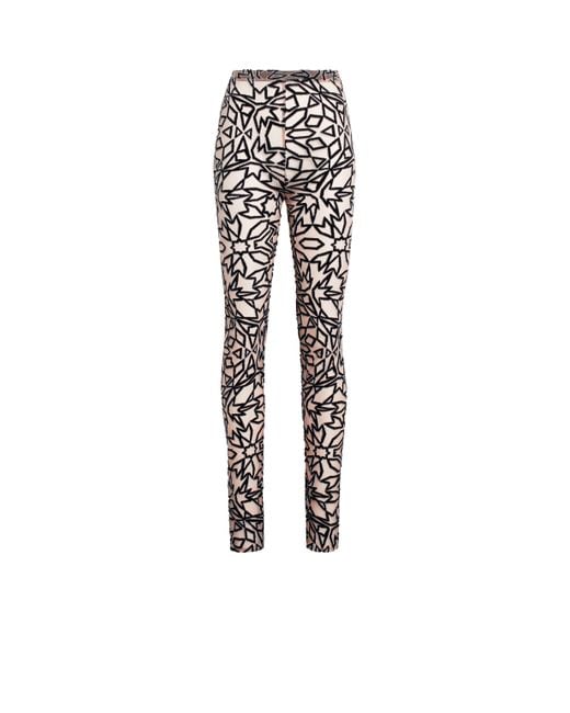 Roberto Cavalli Multicolor Graphic Tile Velvet Dévoré Leggings