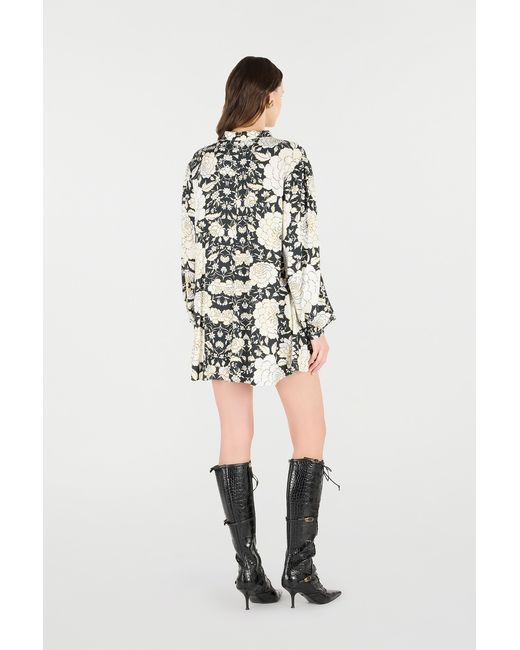 Roberto Cavalli Multicolor Mini Dress With Floral Print And Lace