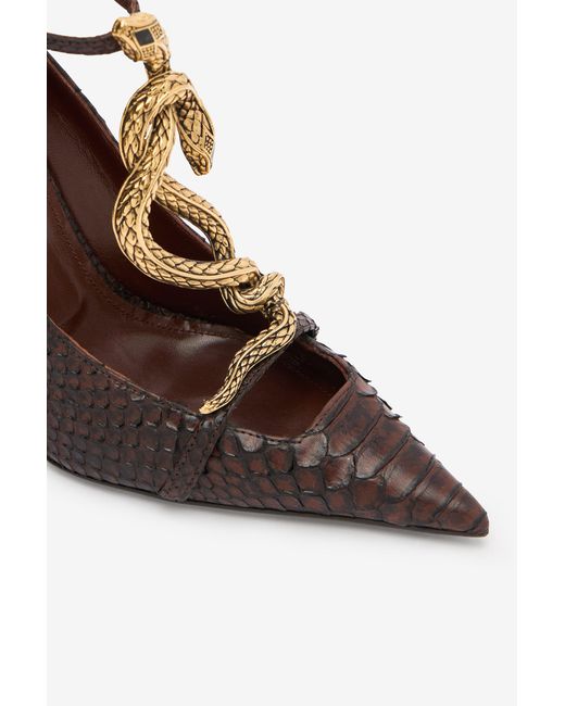 Roberto Cavalli Multicolor Scale-Pattern Pumps With Snake Motif