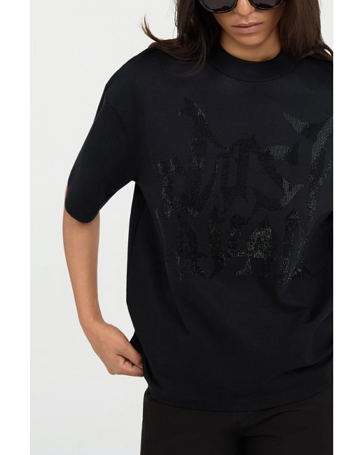 Roberto Cavalli Black Just Cavalli T-Shirt With Rhinestone Logo