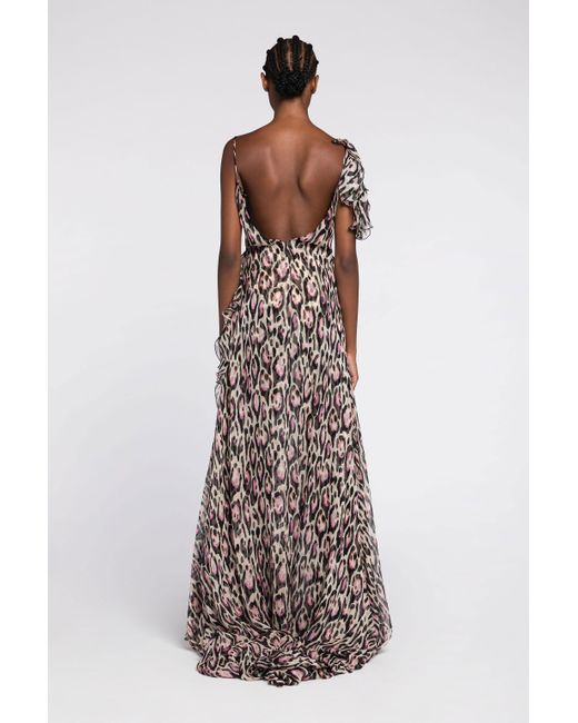 Roberto Cavalli Multicolor Leopard-Print Sweetheart-Neck Gown