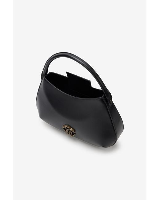 Roberto Cavalli Black Leather Top Handle Bag With Monogram Rc