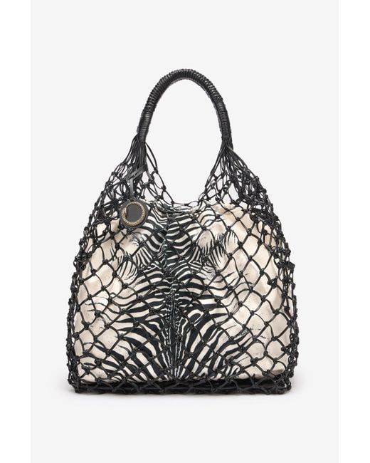 Roberto Cavalli Black Bag With Mesh And Mini Zebra Print