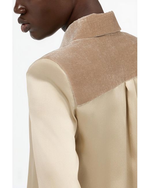 Roberto Cavalli Natural Silk Shirt With Velvet Inserts