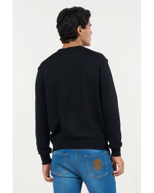 Roberto Cavalli Black Cotton Sweater for men