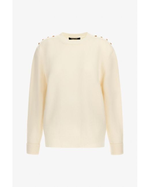 Roberto Cavalli Natural Long-Sleeved Crewneck Pullover
