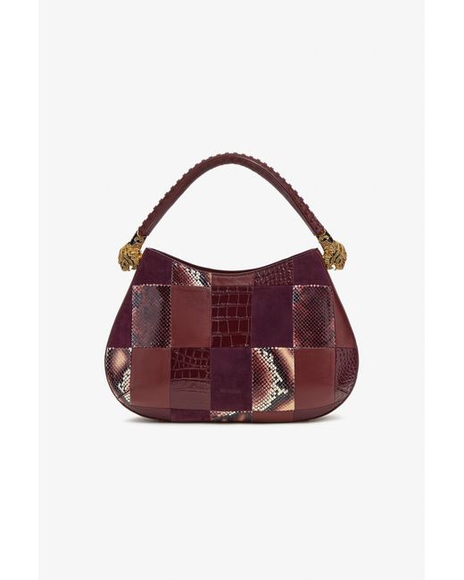 Roberto Cavalli Purple Patchwork Shoulder Bag