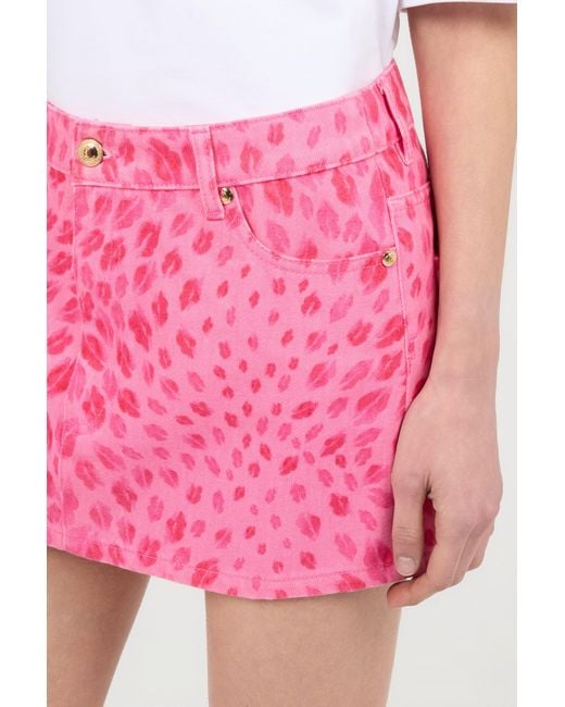 Roberto Cavalli Pink The Jaguar Kiss Print Mini Skirt